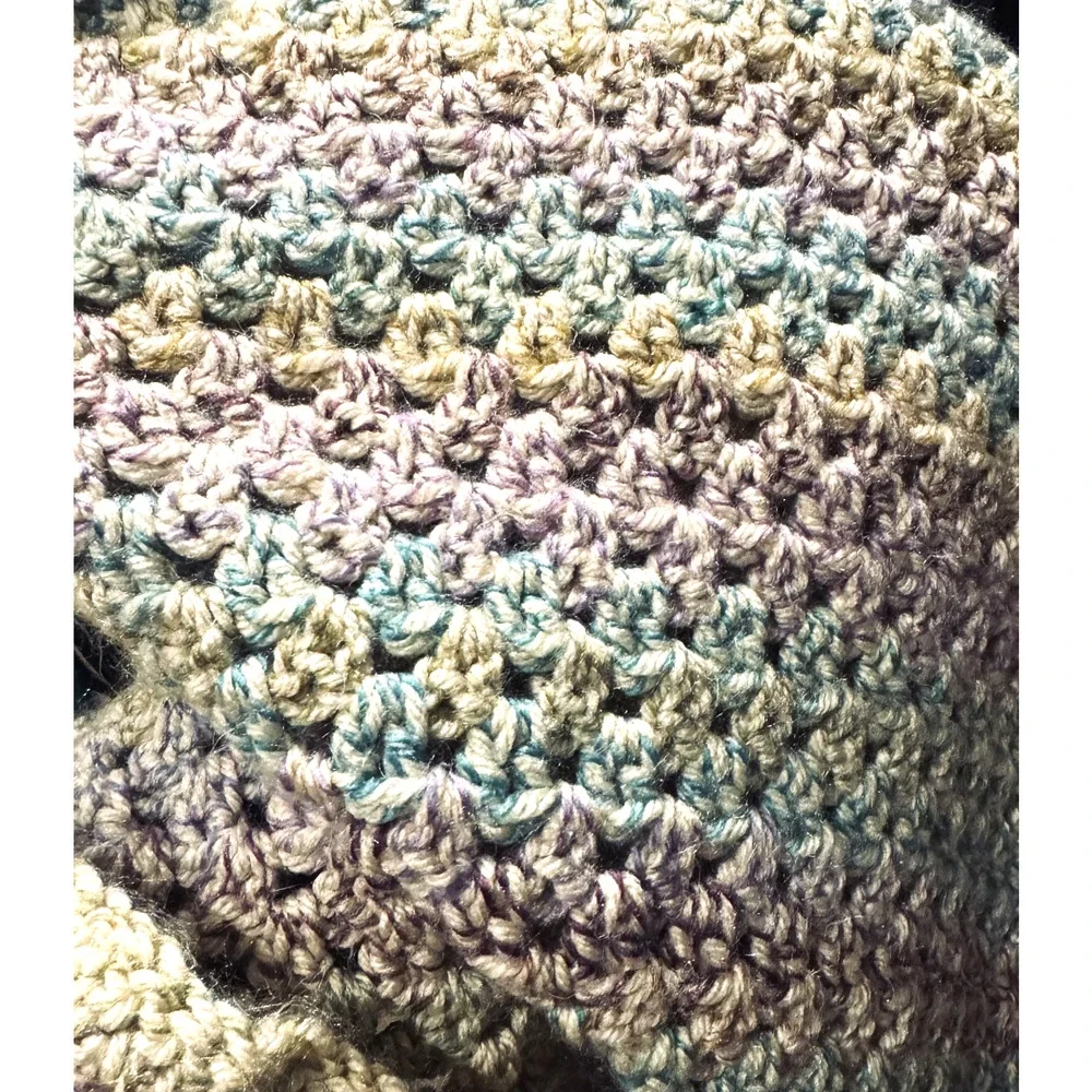 Handmade Crochet Afghan Throw Blanket Pastel Stripe‎ 82